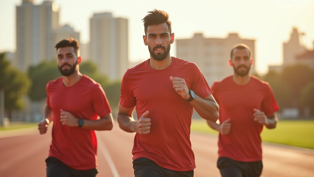 لاعبون يمارسون جري خفيف في مركز تدريب متخصص صباح جديد هواء طلق