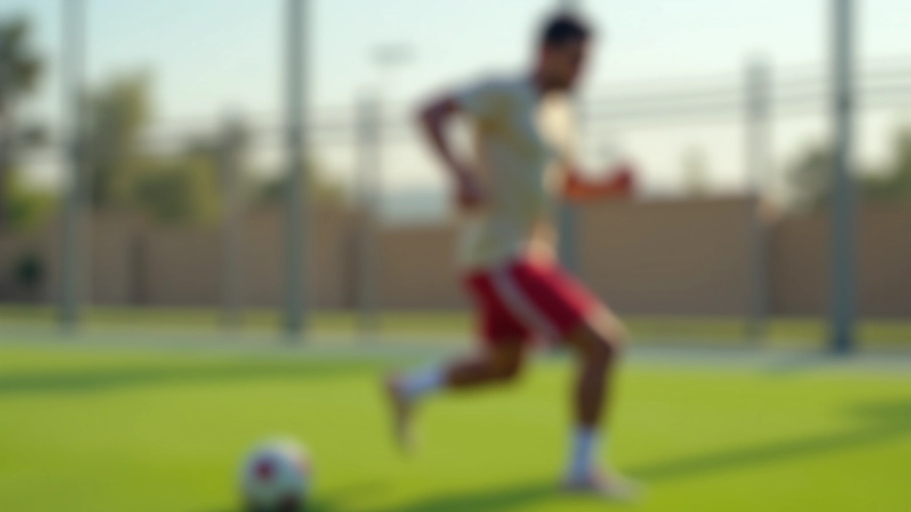 لاعب كرة قدم يقوم بتمارين السرعة والتحمل في ملعب عشبي